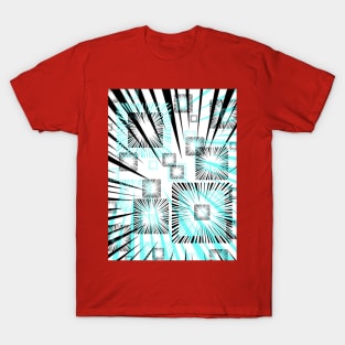 Black and Aqua Geometric Patterns T-Shirt